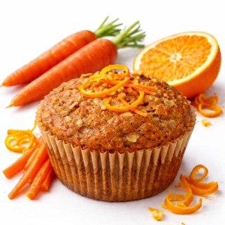 Carrot muffin with candied orange zest