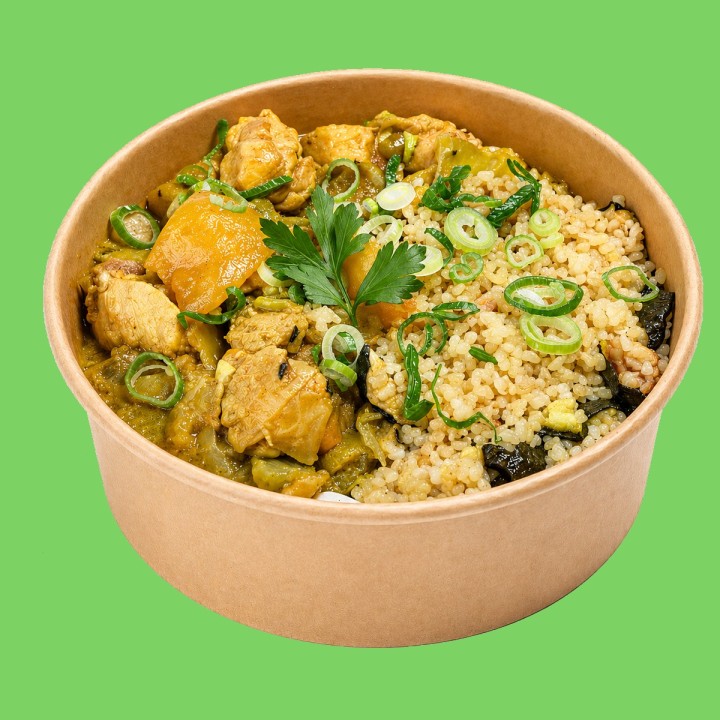 Chicken tagine with preserved lemon, green olives and roasted fennel
